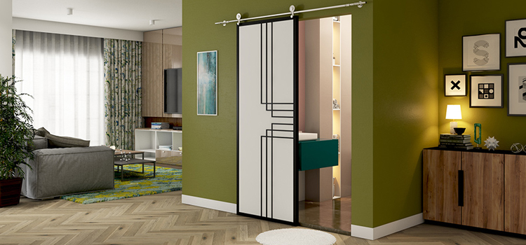 sliding bathroom door installation in Evanston, Illinois